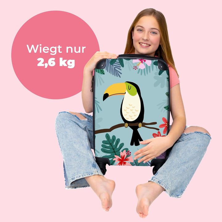 NoBoringSuitcases.com® Koffer Handgepäck Trolley Rollkoffer Kleine Reisekoffer mit 4 Rollen - Tukan