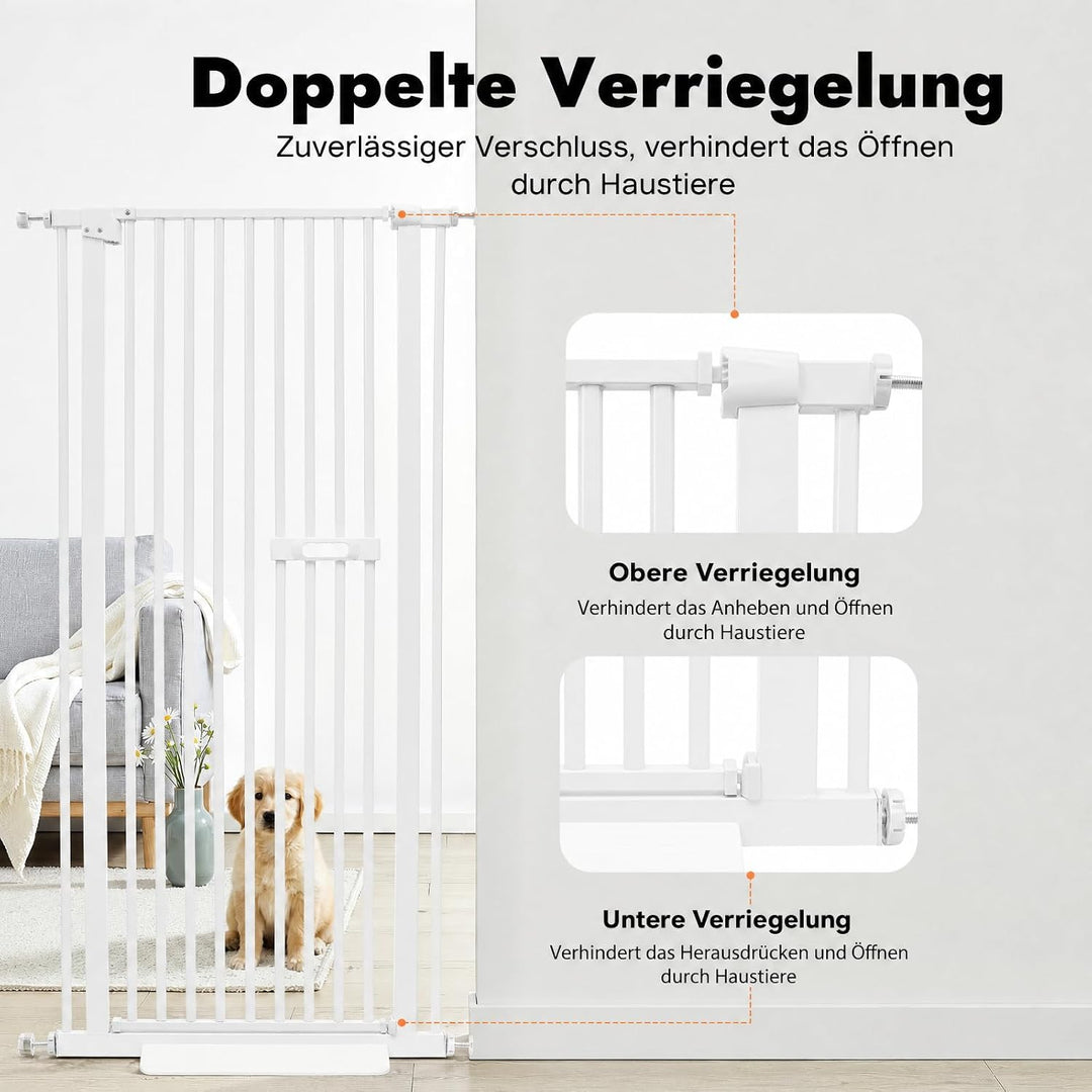 150cm Hohes Haustier Schutzgitter Regulierbare Türhalterung (Weiss), Weiss