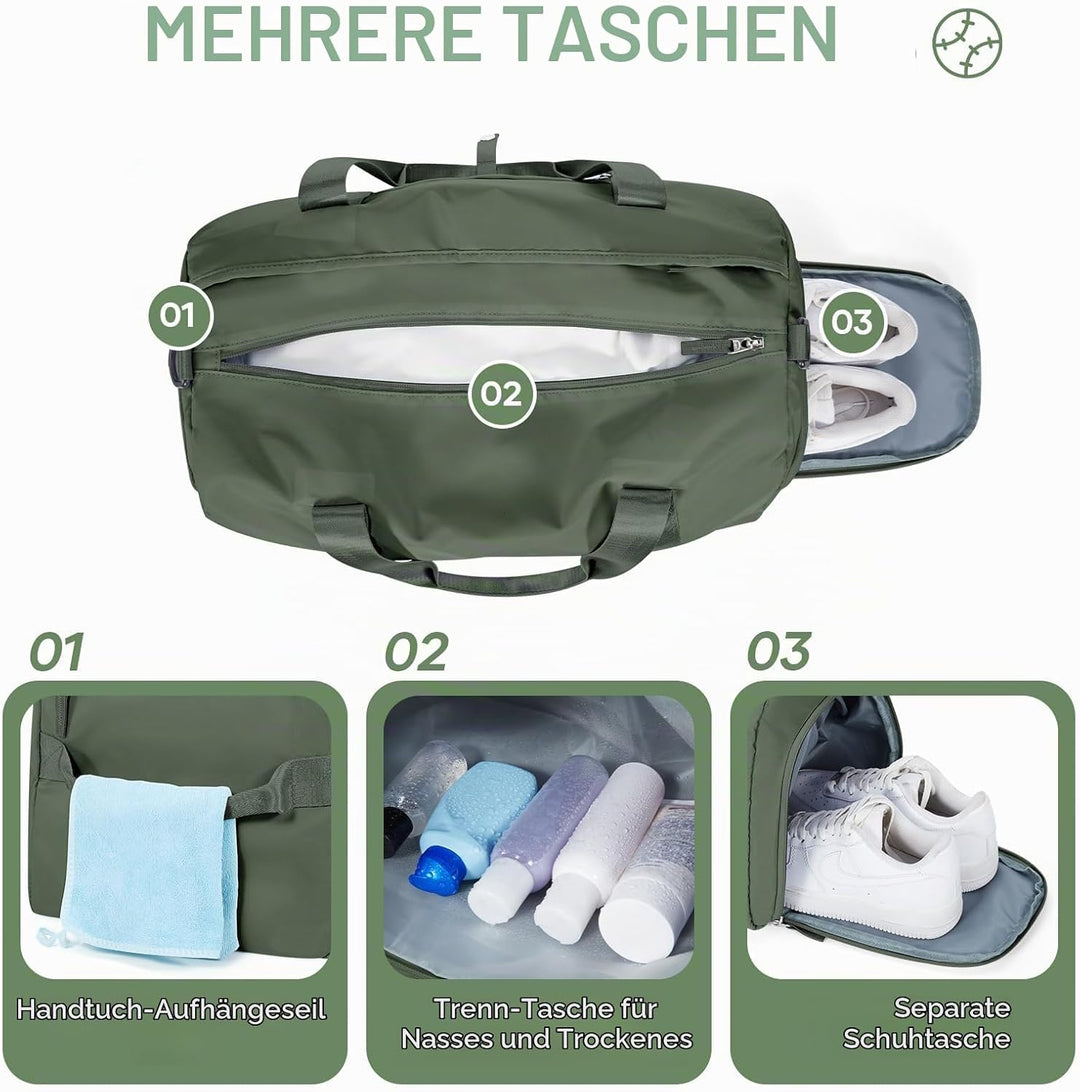 HYC00 Sport Duffel Bag Damen Herren Sporttasche mit Nassfach &amp; Schuhfach Reise Duffel Bags Übernacht