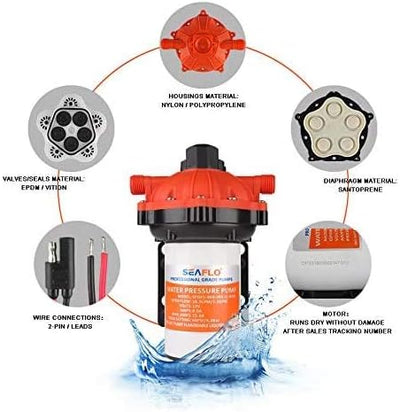 LIGHTEU®, Seaflo 12 V DC 5,5 GPM 60 PSI 55-Serie Membran Wasserdruckpumpe für Marine, Boot, Wohnmobi