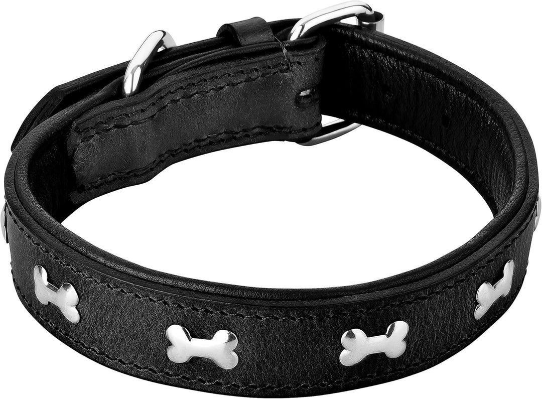 Schnüffelfreunde Lisa Halsband für Hunde aus Leder mit Applikation, Hundehalsband für den grossen un