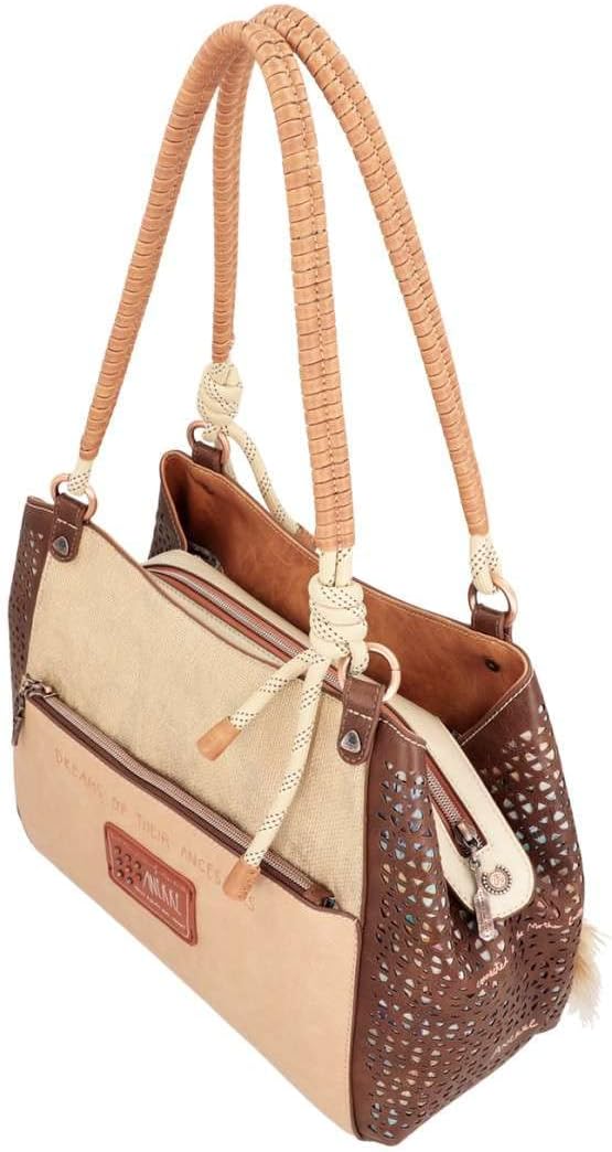 Anekke Damen Tote Tasche Geflochtene Griffe Shopper, bunt