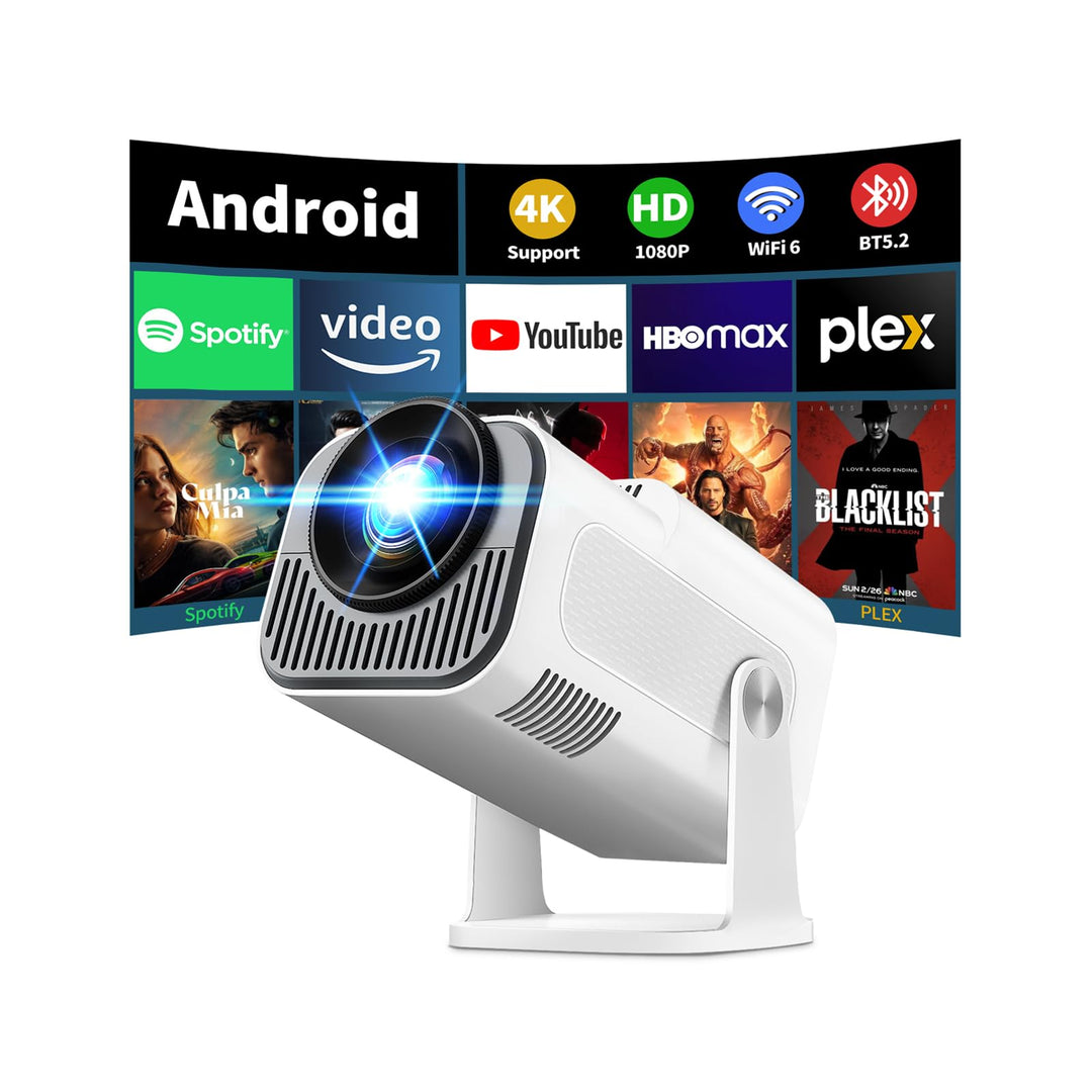 Beamer Unterstützt 4K 1080P, Projektor Tragbarer mit WiFi 6 und Bluetooth 5.2, Beamer Klein Projekto