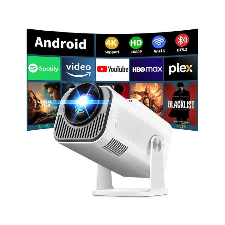 Beamer Unterstützt 4K 1080P, Projektor Tragbarer mit WiFi 6 und Bluetooth 5.2, Beamer Klein Projekto