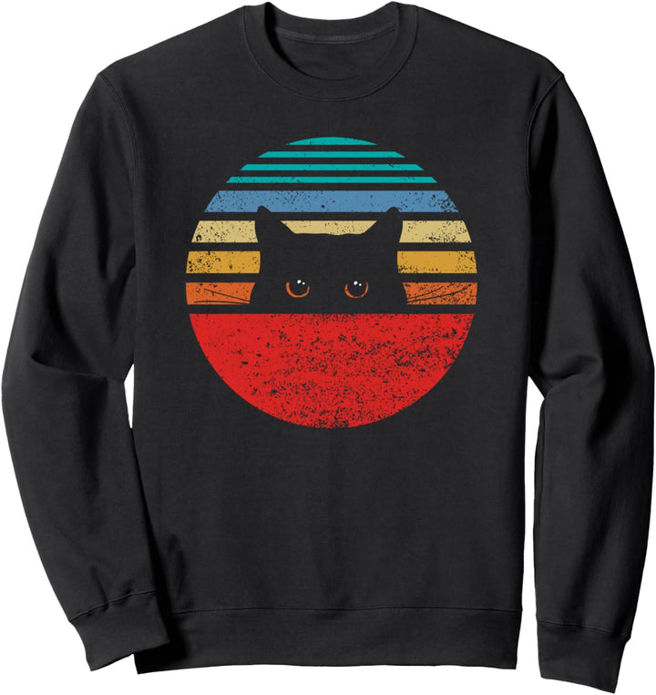 Funny Black Cat Retro Style Sweatshirt