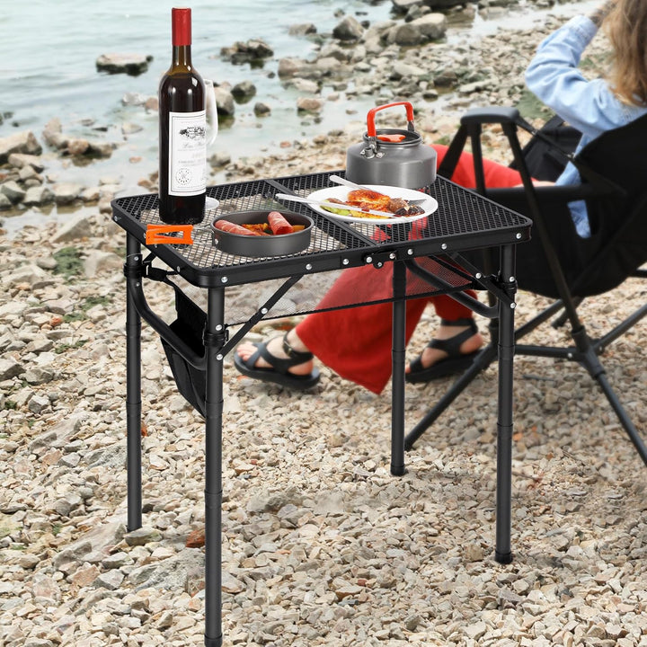 REDCAMP Tragbarer Grilltisch mit Mesh Desktop, 60 x 40cm Leichter Faltbarer Klappbarer Campingtisch