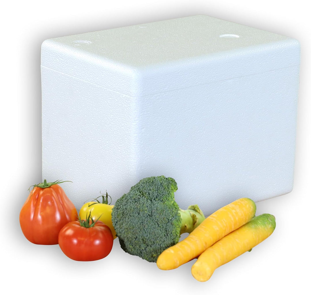 Styroporbox 4,41 Liter mit Deckel | Thermobox Innenmass: 21 x 14 x 15 cm | Isolierbehälter in weiss