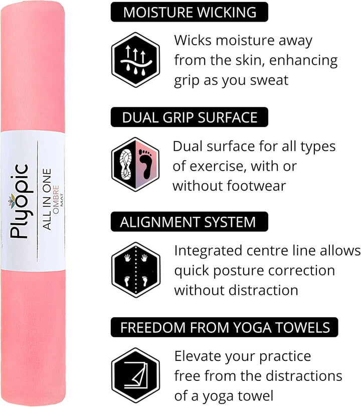 Plyopic All-In-One Yoga-Matte – Rutschfest auch bei Schweiss | Premium Matte mit Sweat-Grip Oberfläc