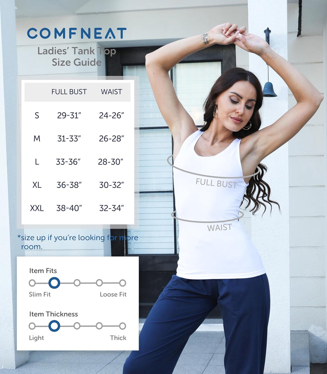 Comfneat Damen 4-Pack Tank Tops Stretch Baumwolle Elasthan Bequeme Unterhemden XXL Color-set-7 4-pac