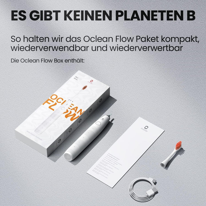 Oclean Flow Elektrische Zahnbürste, Schallzahnbürste mit 180 Tage Akkulaufzeit, 5 Putzmodi Zahnbürst
