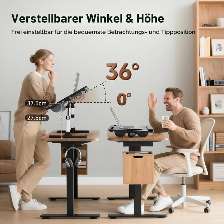 Laptoptisch für Bett 60 * 40cm, Betttisch Klappbar Höhenverstellbar und Winkelverstellbar, rutschfes