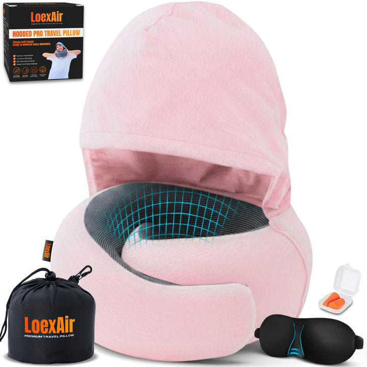 Hooded Pro Nackenkissen Flugzeug, Reisekissen aus Memory-Schaum mit Kapuze für Flugzeug, Reise &amp; Aut