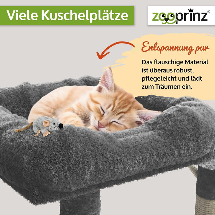 zooprinz Premium Kratzbaum – Grosser XXL Kletterturm für kleine & grosse Katzen - Breiter Kratzbaum