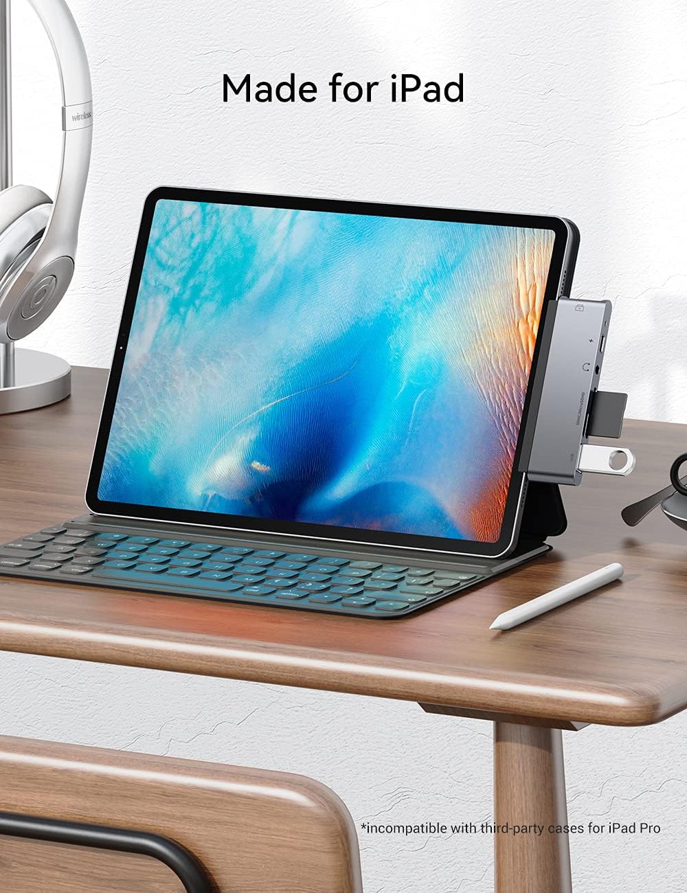 GIISSMO iPad Pro Adapter, USB C Hub with HDMI 4K, USB-C PD, USB-A, SD/TF Card Reader, 3.5 mm Audio J