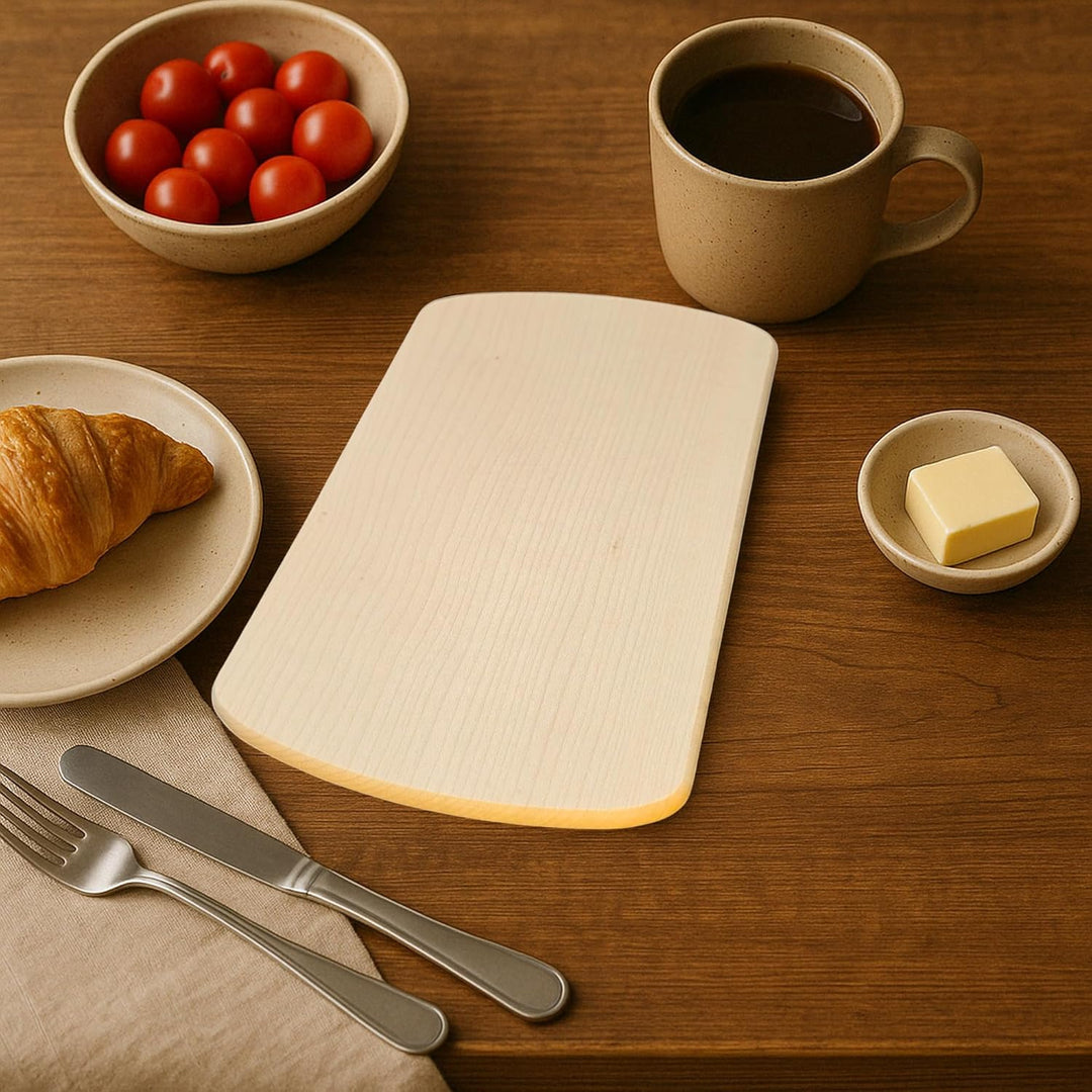 DEKOFANT Frühstücksbrettchen Holz 6er Set aus massivem Ahornholz - 24x15x1cm Holzbrettchen antibakte