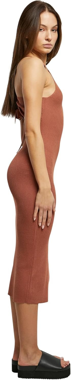 Urban Classics Ladies Midi Rib Knit Crossed Back Dress, Midi Kleid für Damen, erhältlich in vielen v