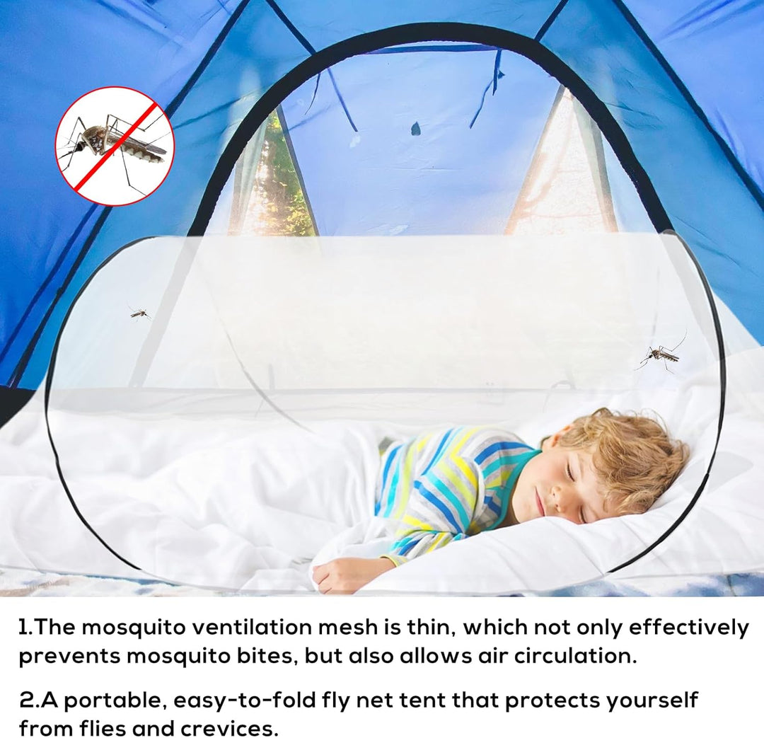 Faltbares Moskitonetz für Camping Pop Up - Tragbares Reise Mückennetz Bett mit Reisenetzzelt, Einzel