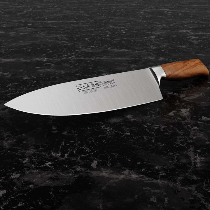 Burgvogel Solingen Kochmesser 26 cm geschmiedet Olivenholz, Oliva Line, rostfrei, deutsches Küchenme