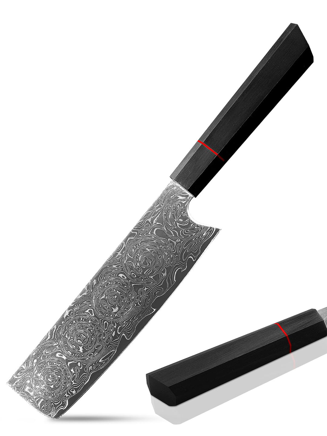 Plys 17cm Japanische Nakiri Damastmesser: Scharf Küchenmesser - Stahl Damast Messer Profi Japanische