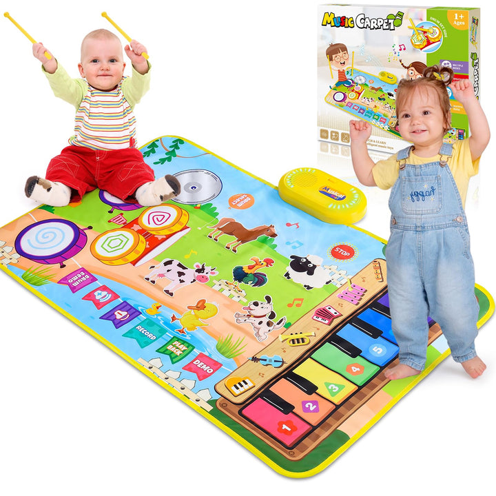Dromlag 3 in 1 Musikmatte Kinderspielzeug 1 2 3 Jahre, Geschenk 1 Jahr Junge Mädchen 2 3 Jahre Spiel