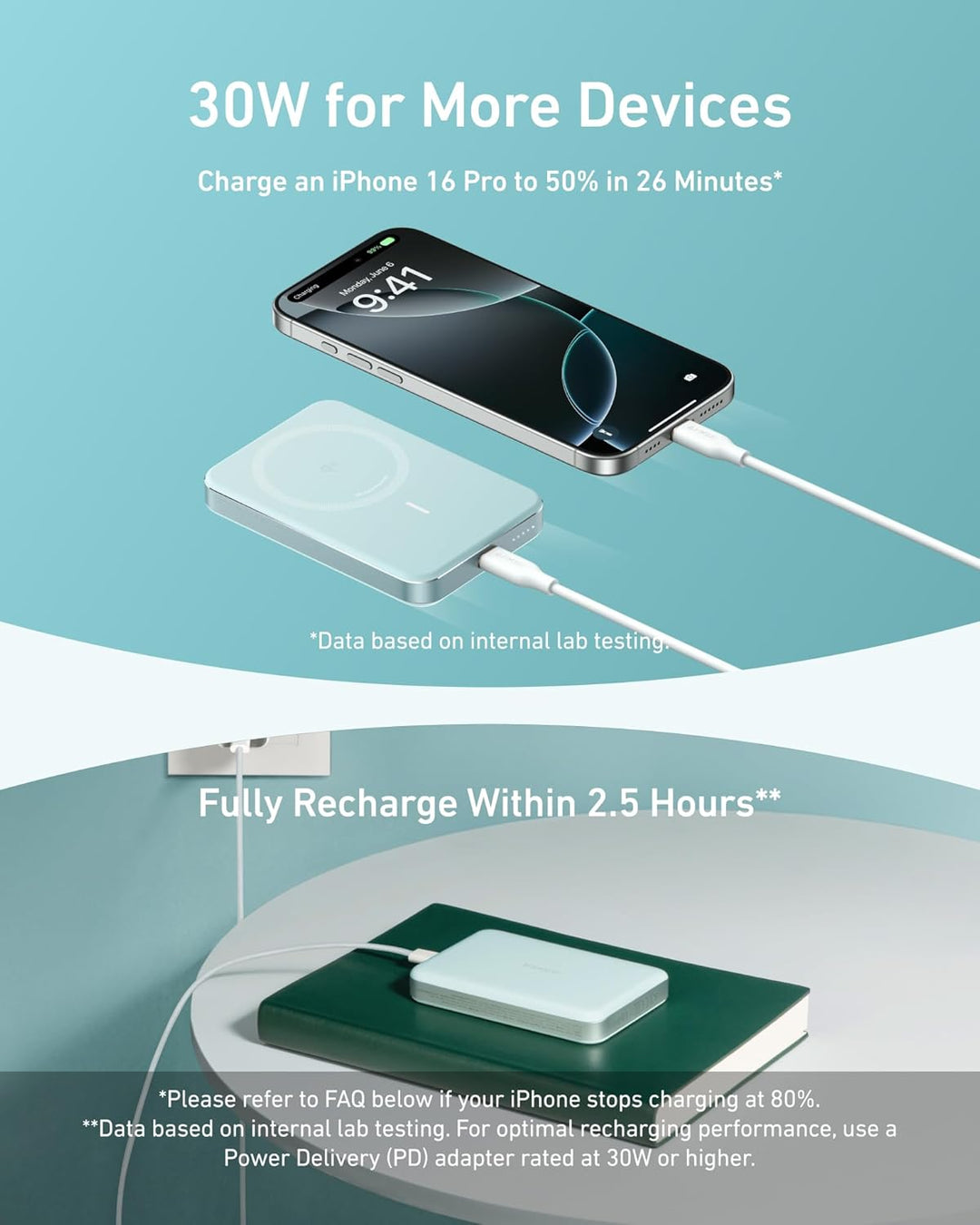 Anker MagGo Powerbank, Ultra-schlankes 10.000mAh magnetisches Akkupack, Qi2-zertifiziert, portabel,