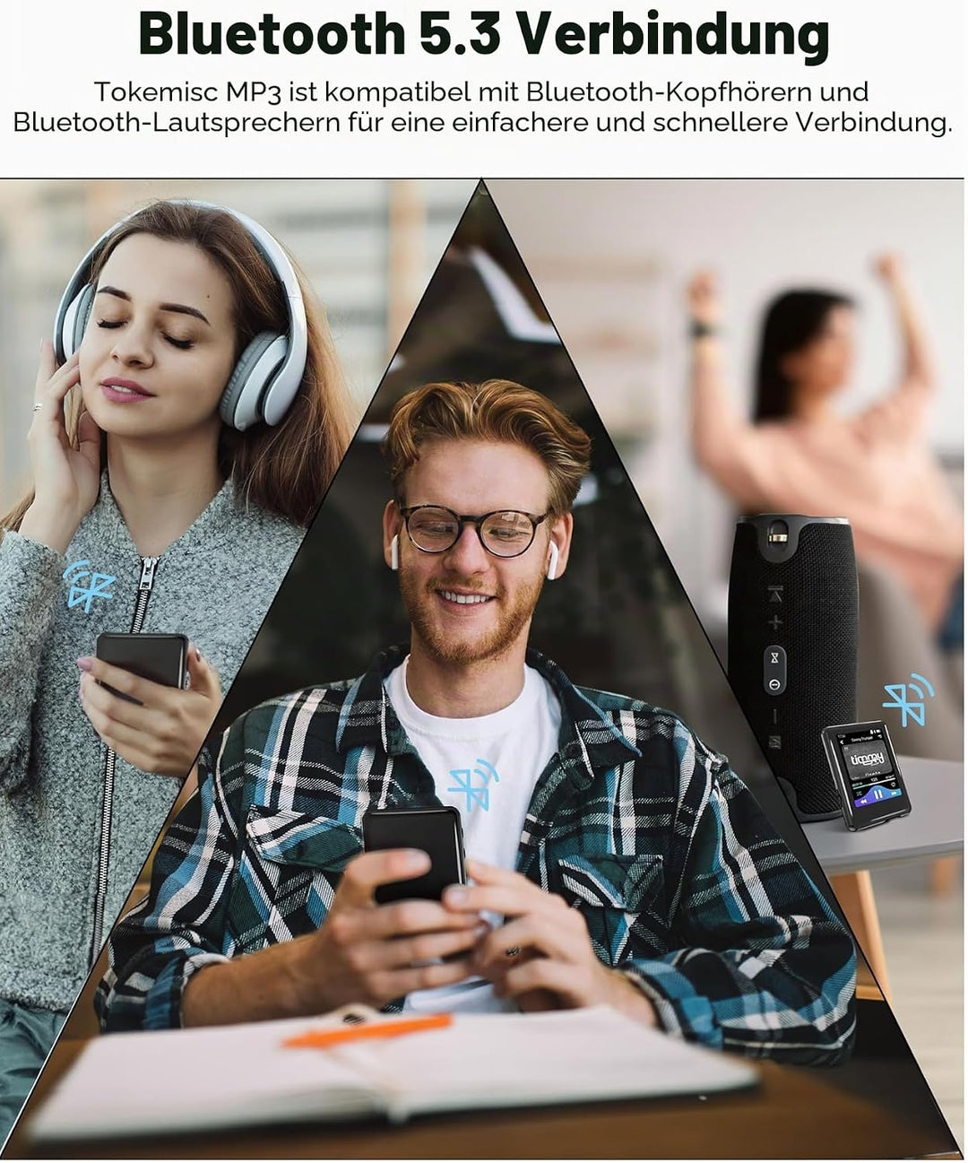 32GB MP3 Player mit Bluetooth 5.3, 2,4 Zoll Full-Touchscreen, Tragbarer mp3 Player Kinder mit Lautsp