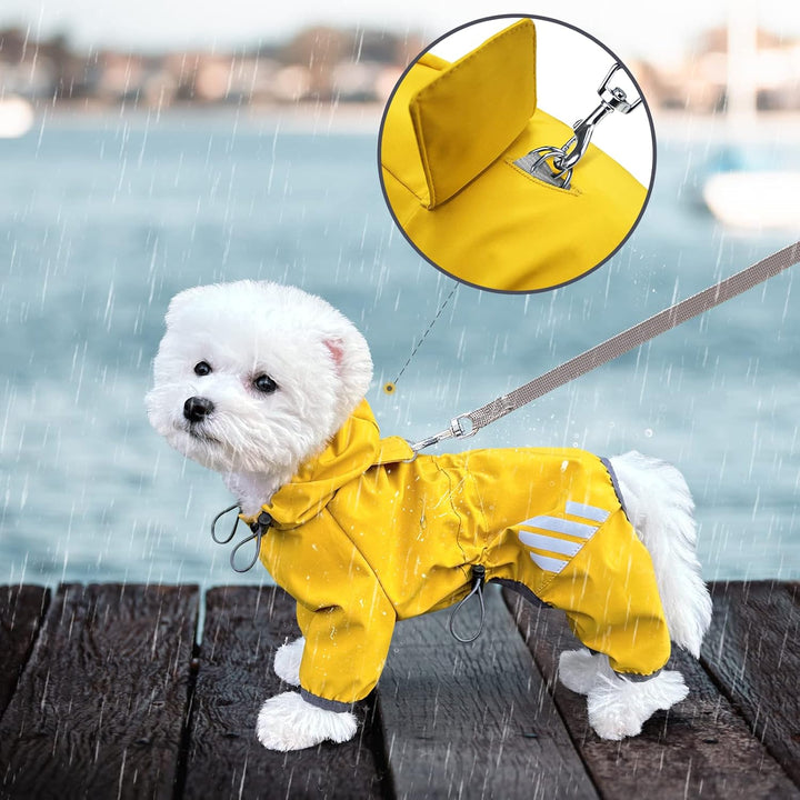 Hunderegenmantel, wasserdichte Hundejacke Hundekleidung mit Kapuze, Hunderegenmantel mit Loch für di