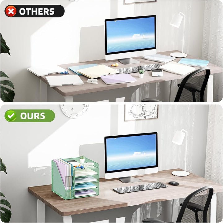 Marbrasse Schreibtisch Organizer und Büro Zubehör,5-Tier Briefablage Organizer mit Briefständer,Mesh