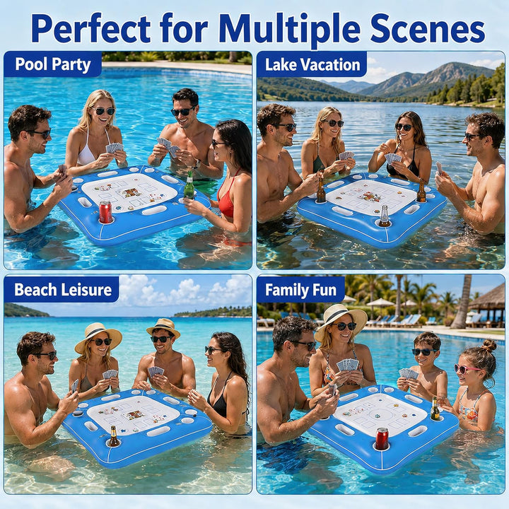 Schwimmender Spieltisch, Schwimmender Kartentisch für Pool, Aufblasbarer Kartentisch Wasser, Aufblas