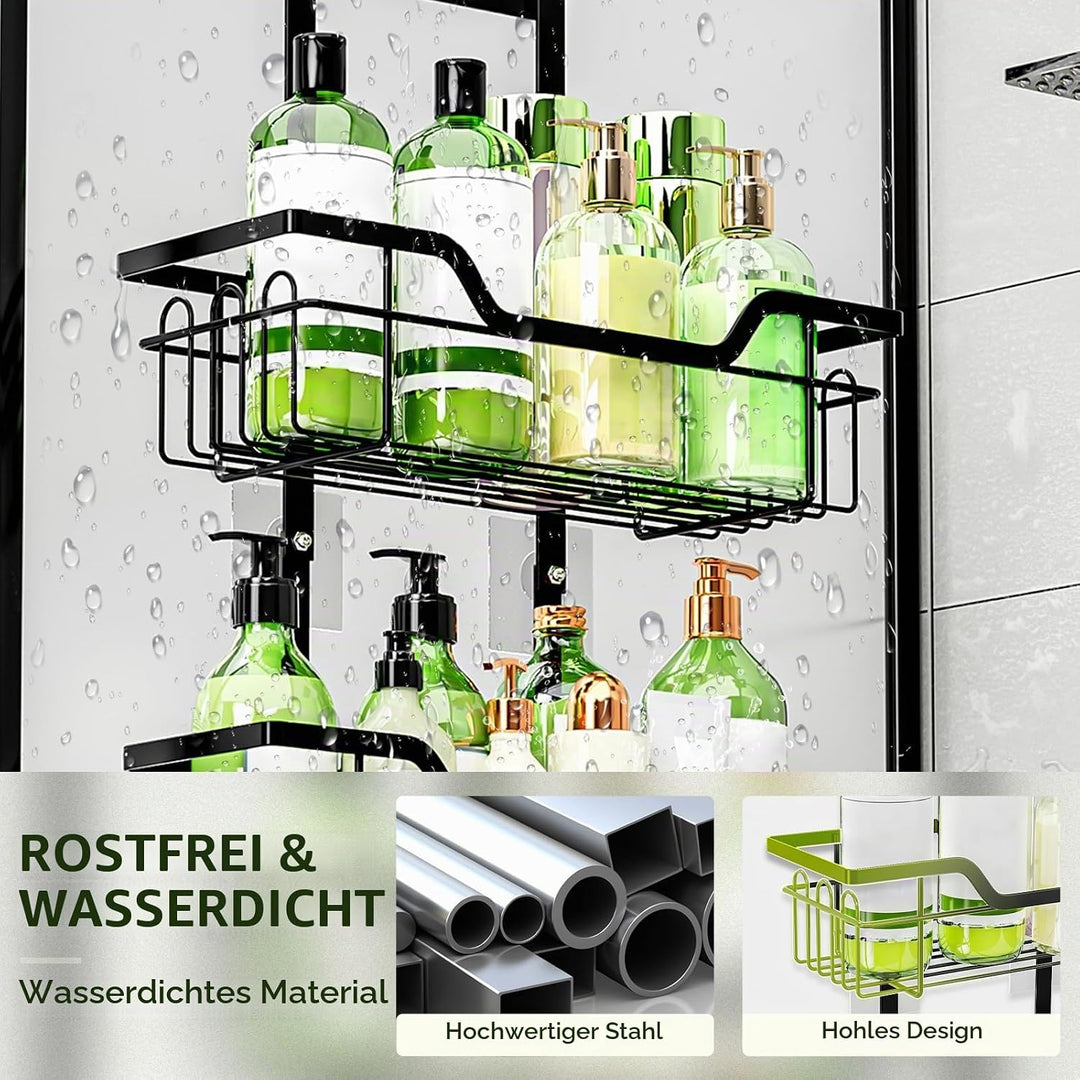 Duschablage ohne Bohren Schwarz, Duschablage zum HäNgen, Duschregal ohne Bohren füR GlastüR, Shampoo