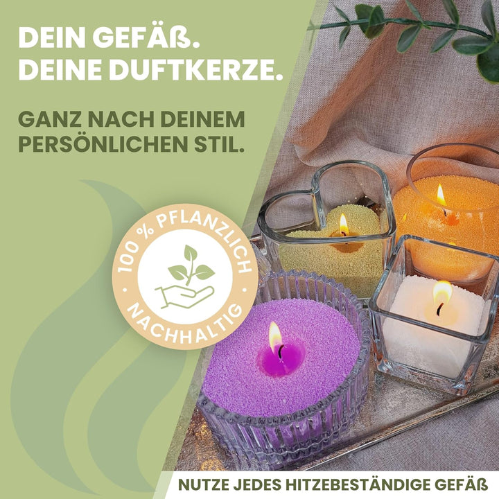 Kerzensand mit Duft Elegance Set 4x500g – [Vanille/Orange/Sandelholz/Rose] – 24 Dochte inklusive – 1