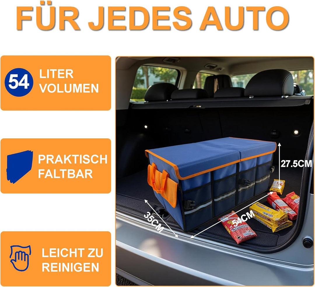 Premium Auto Kofferraumtasche mit Deckel, Praktisch 600D Oxfordstoff Kofferraum Organizer, Wasserdic