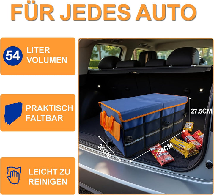 Premium Auto Kofferraumtasche mit Deckel, Praktisch 600D Oxfordstoff Kofferraum Organizer, Wasserdic