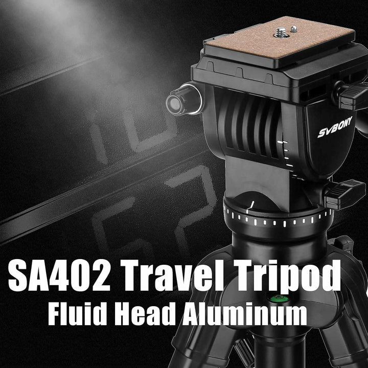 Svbony SA402 Kamerastativ Fluid Head Aluminium, Professionelles Reisestativ mit Schnellwechselplatte