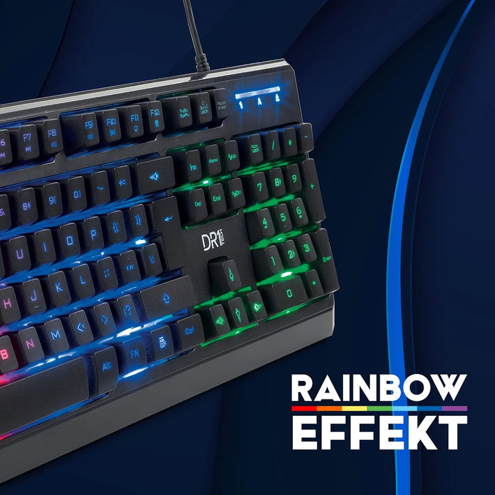DR1TECH Puma Ergonomische Gaming Tastatur Mit LED Hintergrundbeleuchtung Für PC/PS4 - 104 Tasten Mit