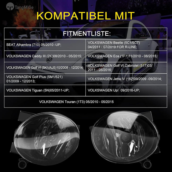TangMiGe Nebelscheinwerfer für Volkswagen Tiguan Beetle Caddy 3 Eos Golf 6 / Cabriolet/Plus Jetta 4