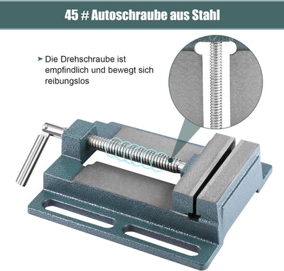 Maschinenschraubstock, 110 mm Gusseisen Werkbank Bohrmaschinen Schraubstock mit Führungsdesign der G