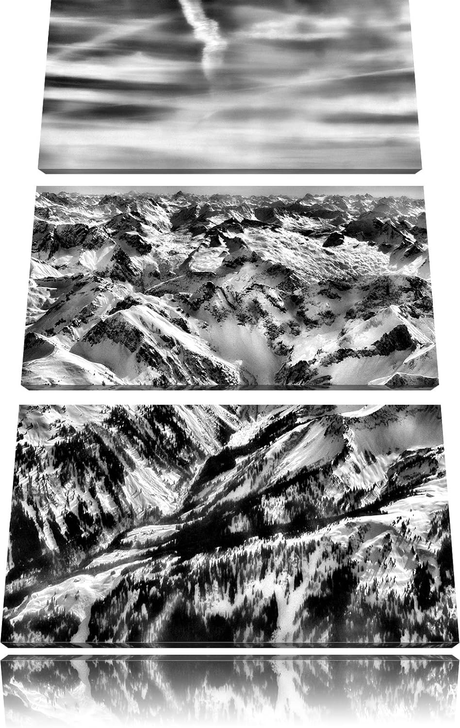 Pixxprint Monocrome, Alpen 3-Teiler Leinwandbild 120x80 Bild auf Leinwand