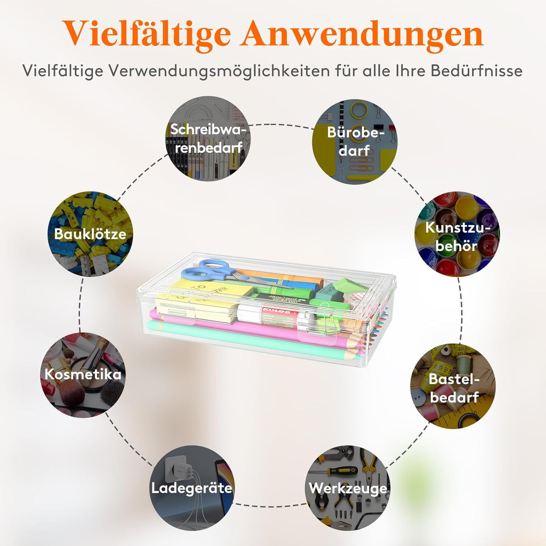Lifewit Stiftebox mit Snap-Dicht Deckel, Hochwertiges Kunststoff Bürobedarf Organizer, Aufbewahrungs