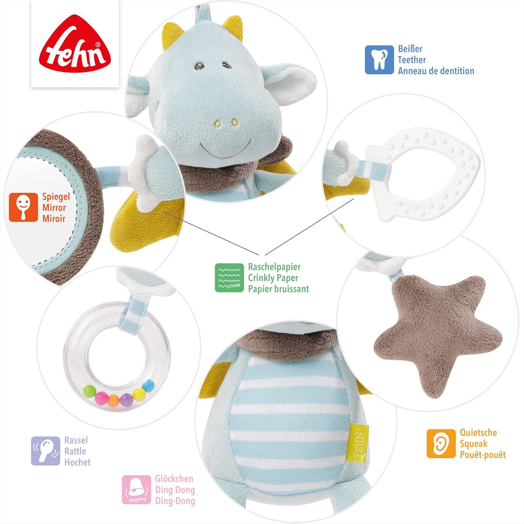 Fehn Activity-Spieltier Drache – Baby Motorikspielzeug für Kinderwagen, Kinderbett und Babyschale zu