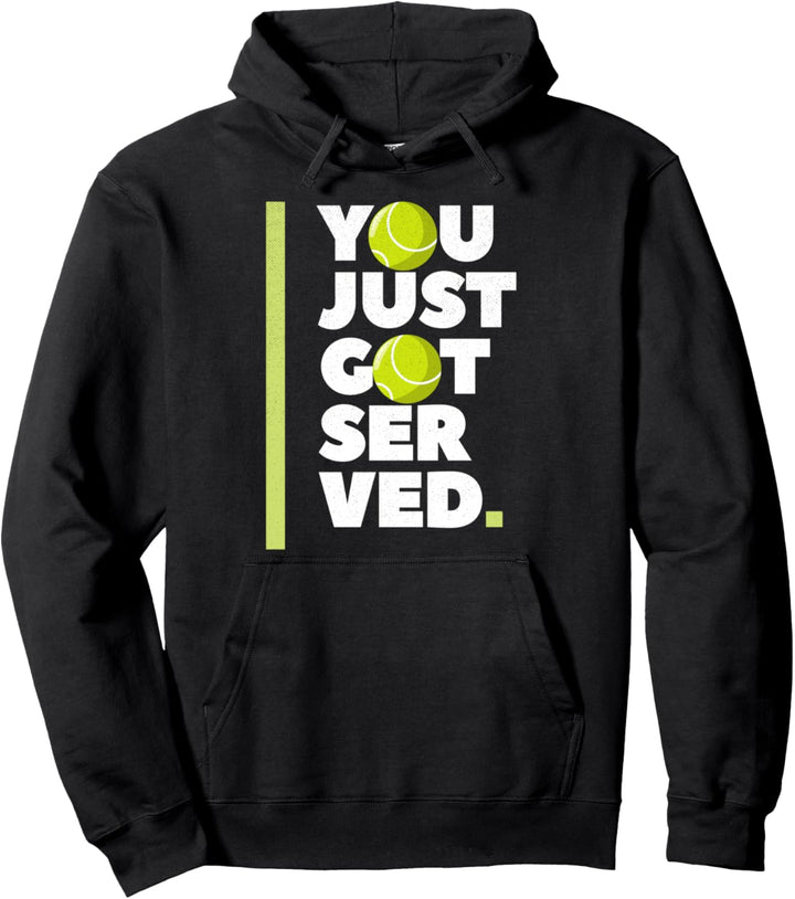 You Just Got Served Funny Sports Pun Tennis Distressed Pullover Hoodie