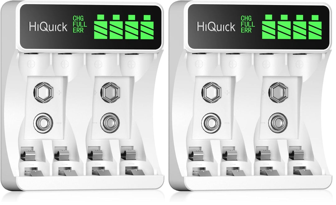 HiQuick Akku Ladegerät, mit LCD Anzeige, für NI-MH NI-CD AA/AAA Akkus, 4-Ladeplatz Universal Schnell