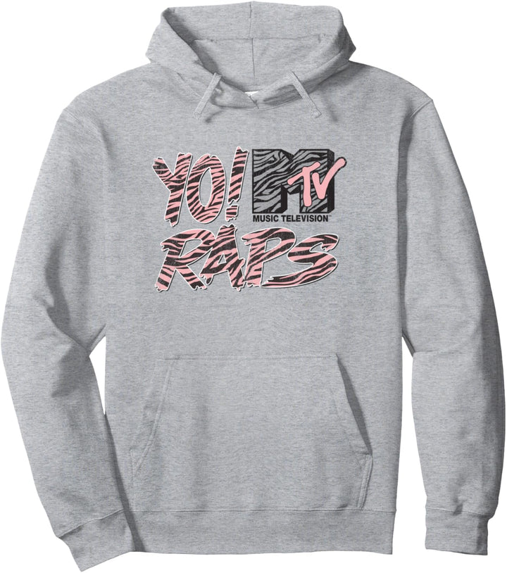 MTV Yo Raps Pink Zebra Pattern Pullover Hoodie