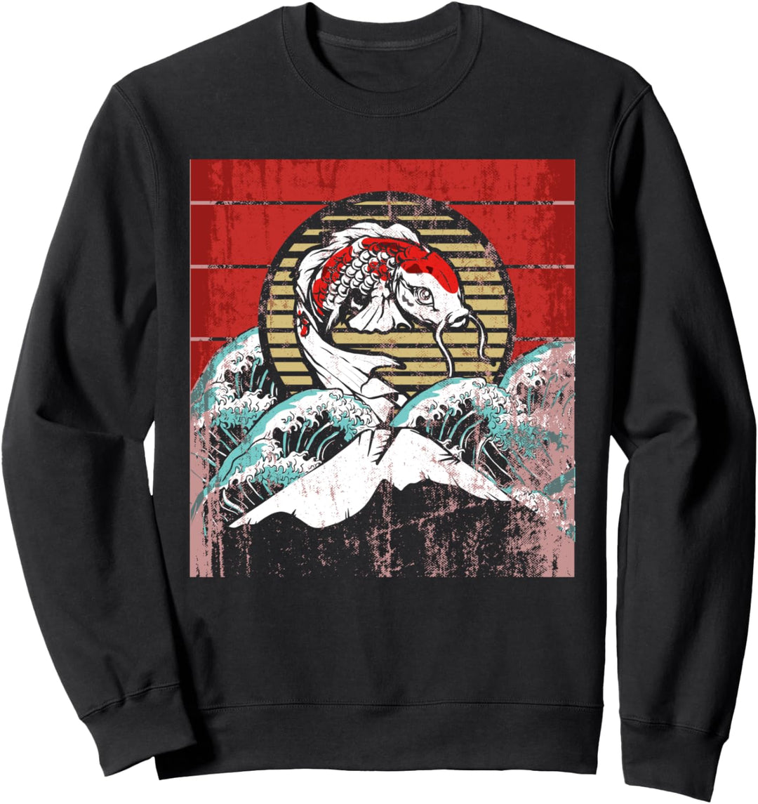 Japanese Koi Karpfen Carp Aesthetic Kanagawa Mt Fuji Retro Sweatshirt
