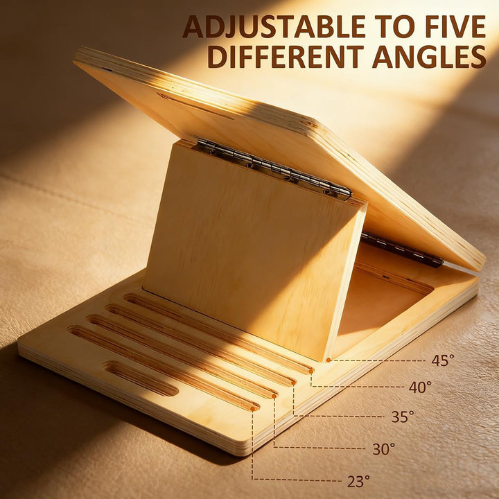 SchräGbrett Wadendehner, Wooden Slant Board mit 5 Winkeln Verstellbar, Anti-Rutsch Geneigte SchräGbr