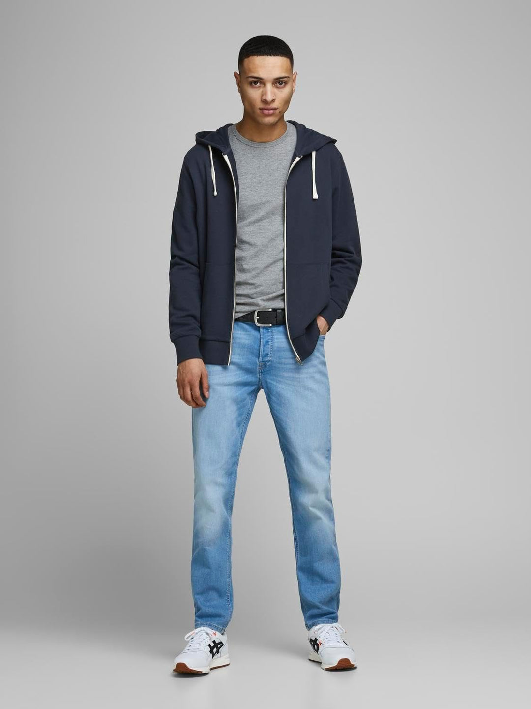 JACK & JONES Herren JJEHOLMEN Sweat Zip Hood NOOS 12136884, Navy Blazer/REG FIT, XXXL