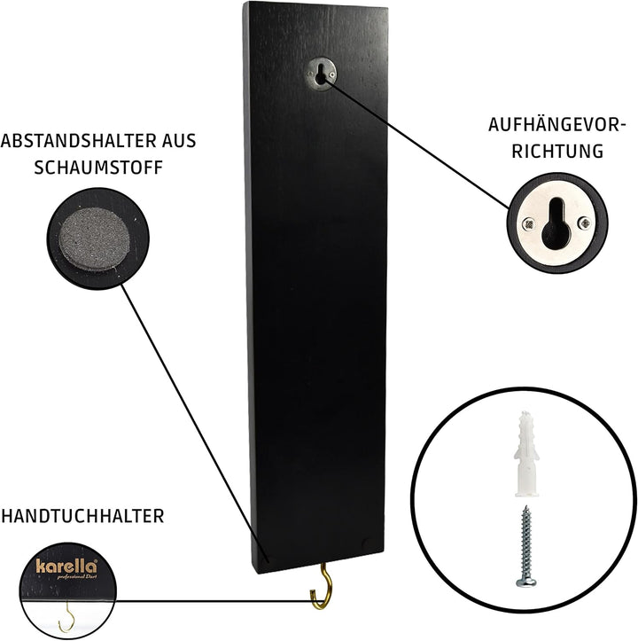 Karella Ultimo, Wandhalter für Dartpfeile, Dart Halter aus Holz für 12 Soft- oder Steeldarts, edler