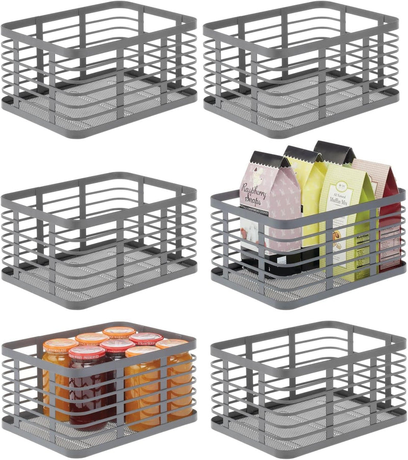 mDesign Allzweckkorb für das ganze Zuhause – Aufbewahrungskorb aus Metall für Küche, Vorratskammer,