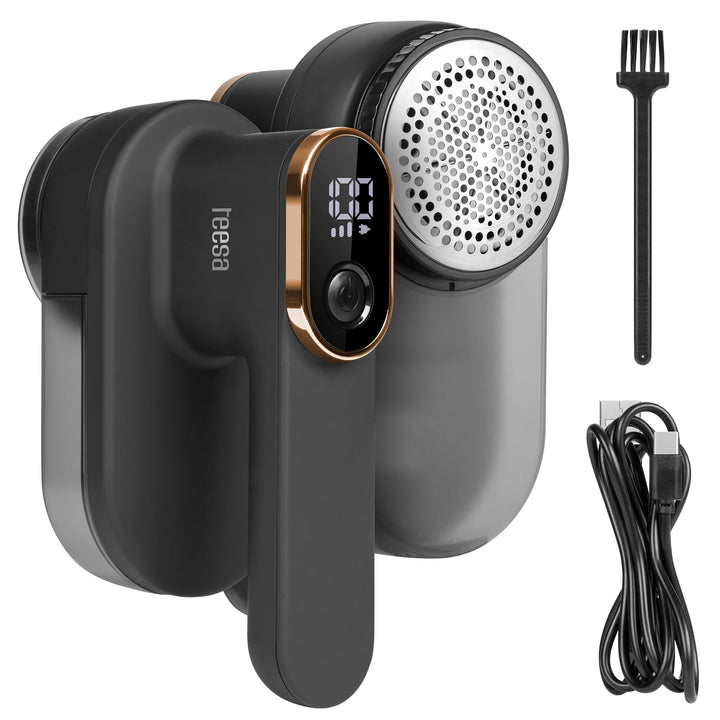 Teesa Drahtloser Kleiderrasierer LR40 LED 3 Geschwindigkeitsstufen 6 Klingen Transparent Behälter TS