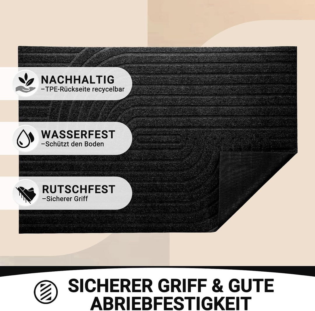 Fussmatte 60x90cm, rutschfeste Maschinenwaschbare Schmutzfangmatte, Teppich Wohnzimmer Innen und Aus